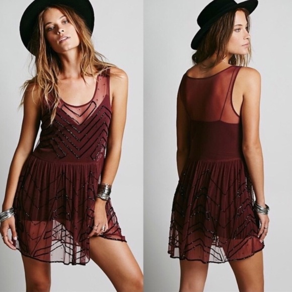 Free People Dresses & Skirts - Free People Beaded Slip Dress